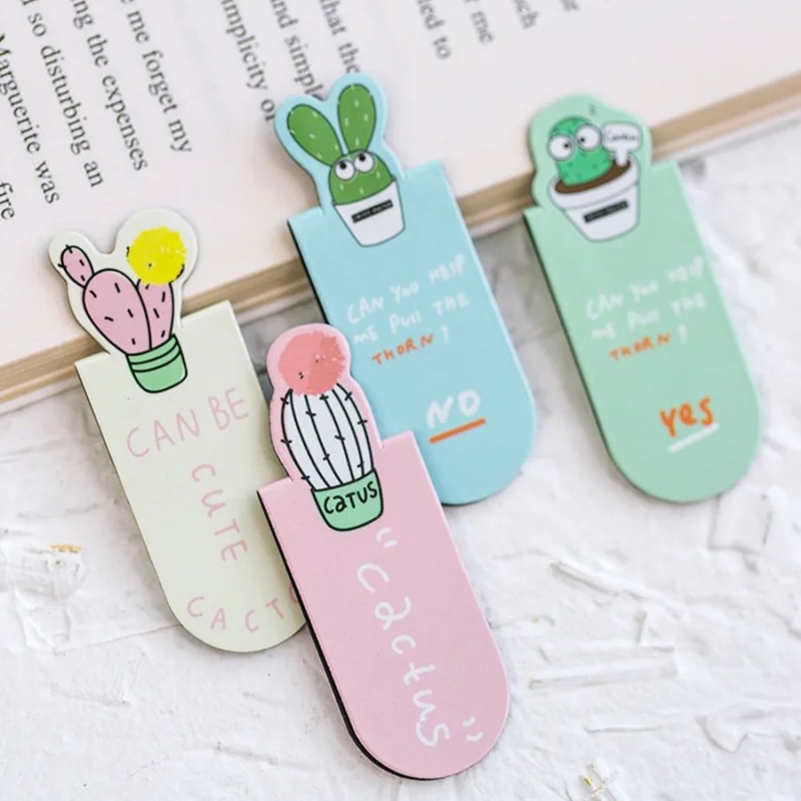 Stationary Kawaii Shop | Three Kawaii Cacti Magnetic Bookmarks For Books