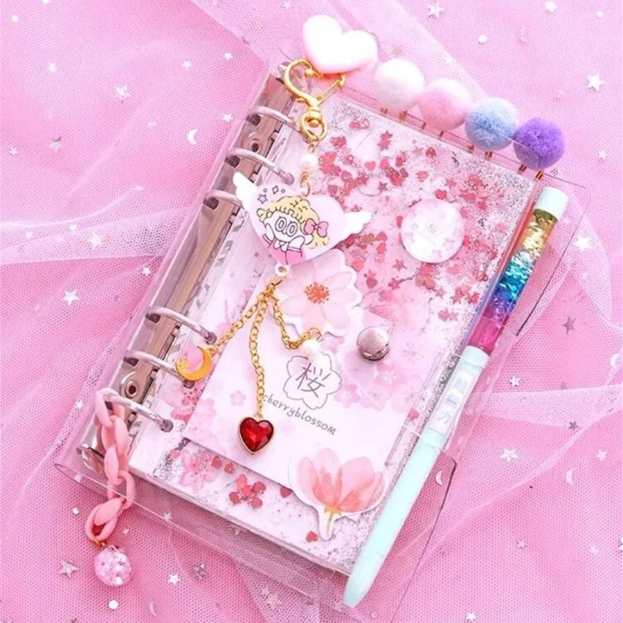 Stationary Kawaii Shop | Kawaii Sparkly Cherry Blossoms Notebook