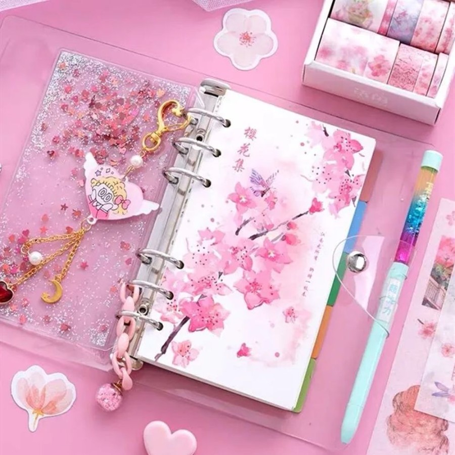 Stationary Kawaii Shop | Kawaii Sparkly Cherry Blossoms Notebook