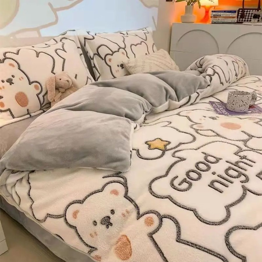 Home & Gadgets Kawaii Shop | Milk Fleece Luxury Winter Duvet Cover