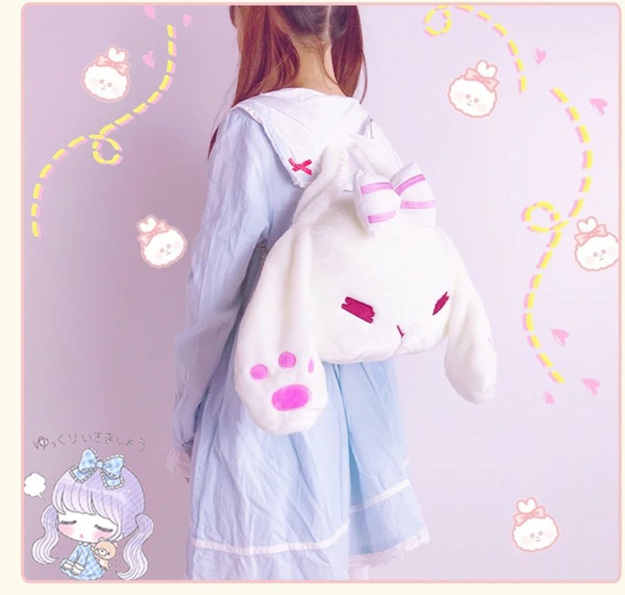 Accessories Kawaii Shop | Kawaiii Big-Ears Bunny Plush Backpack