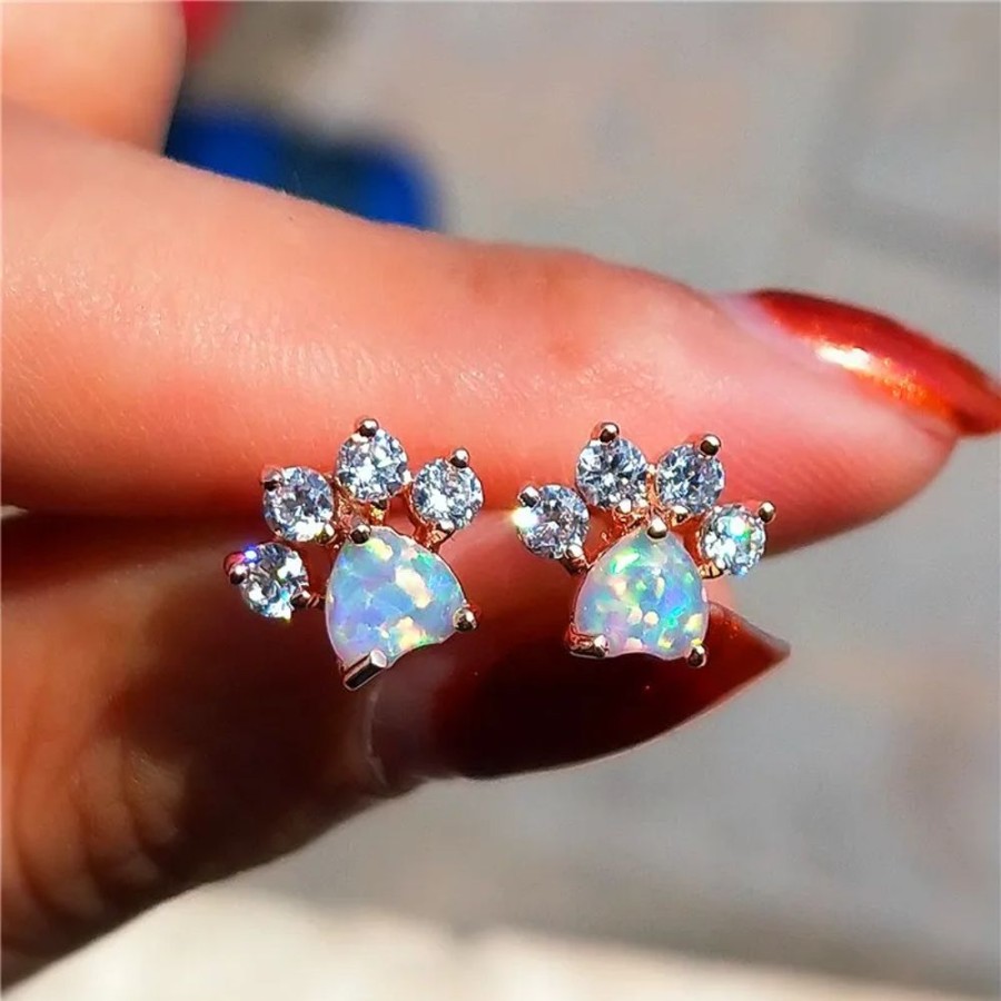 Accessories Kawaii Shop | Kawaii Diamond Kitty Paw Earrings