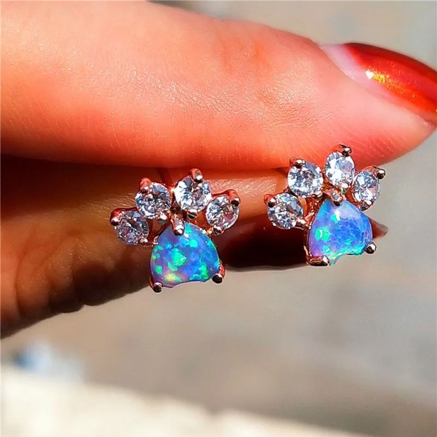 Accessories Kawaii Shop | Kawaii Diamond Kitty Paw Earrings