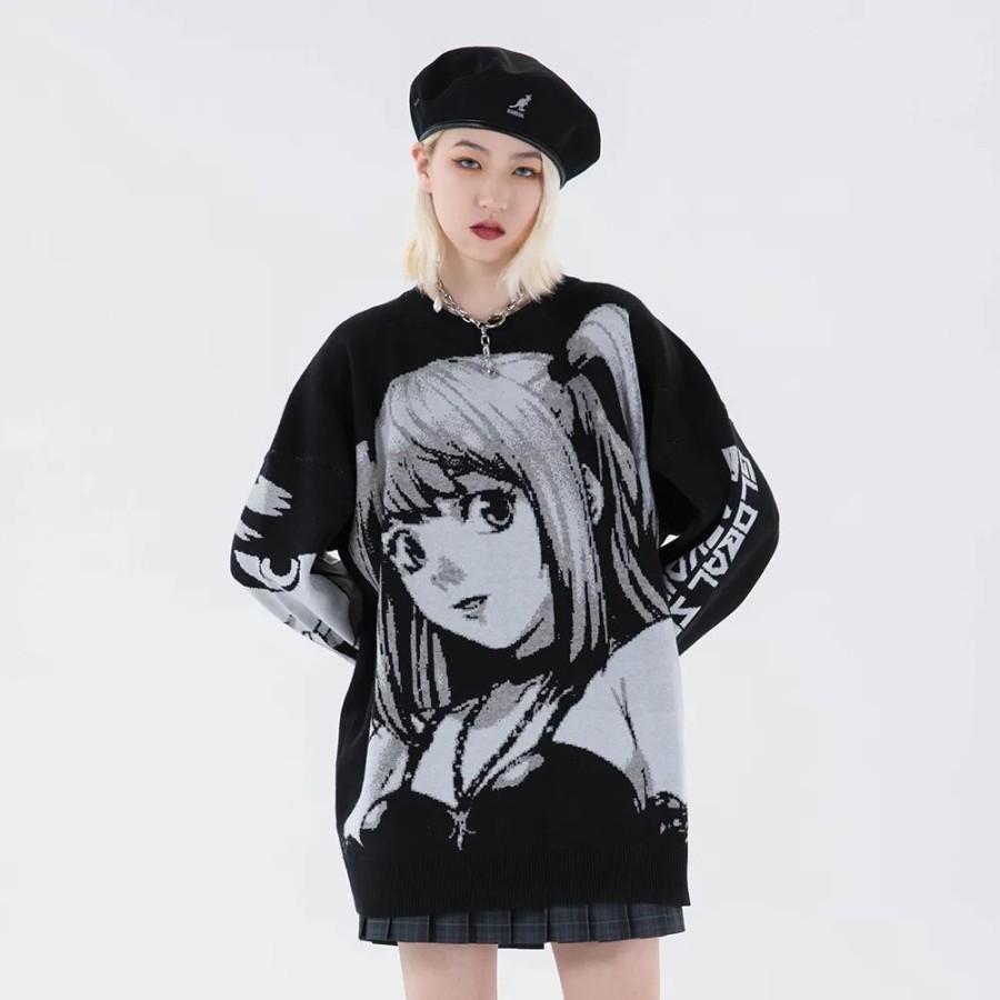 Fashion Kawaii Shop Sweaters & Hoodies | Harajuku Death Note Isa Isa Sweater Black