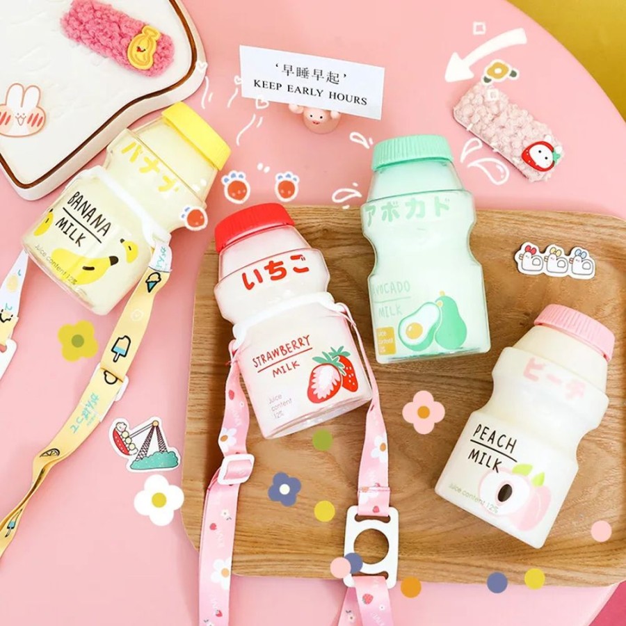 Home & Gadgets Kawaii Shop | Kawaii Plastic Banana/Strawberry/Avocado/Peach Fruits Water Bottle