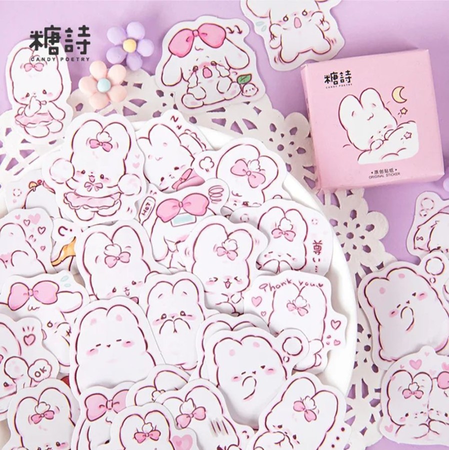 Stationary Kawaii Shop | 45 Pcs Of Kawaii Rabbit Scrapbook Stickers