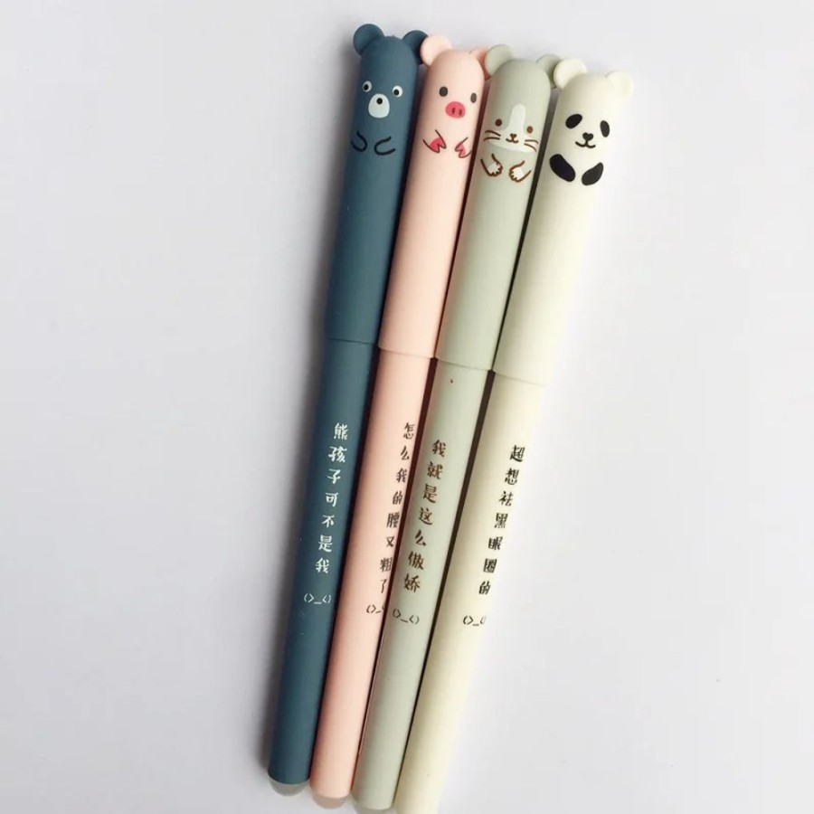 Stationary Kawaii Shop | 2Pc Panda, Mouse, Bear & Pig Ink Gel Pen