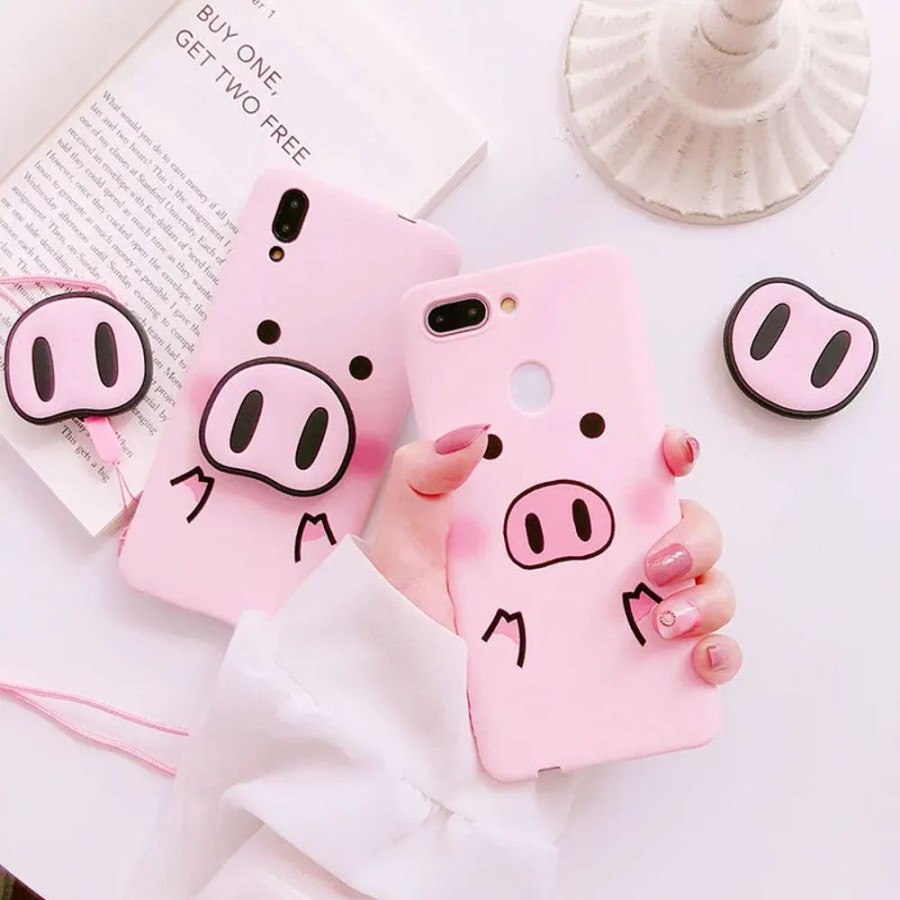 Home & Gadgets Kawaii Shop | Kawaii Pig Phone Case & Nose Popsocket