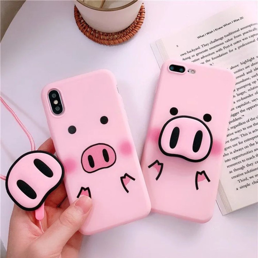 Home & Gadgets Kawaii Shop | Kawaii Pig Phone Case & Nose Popsocket