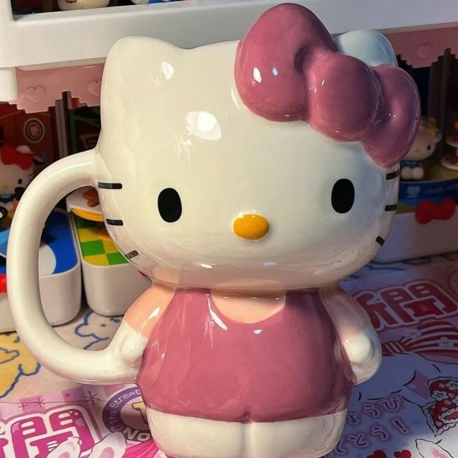 Home & Gadgets Kawaii Shop | Hello Kitty Sanrio Plush And Bow Tie Mug