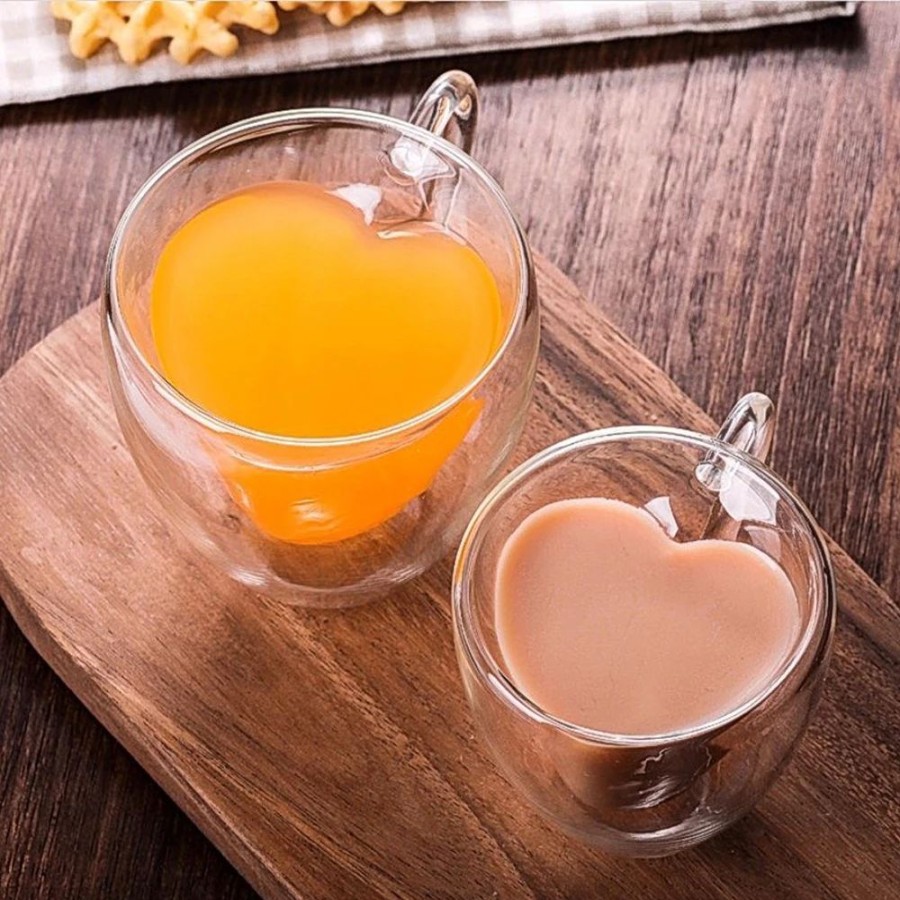 Home & Gadgets Kawaii Shop | Heart Double Glass Cup