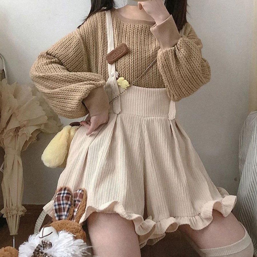 Fashion Kawaii Shop Dresses | Harajuku Corduroy Ruff E P Ay Uit