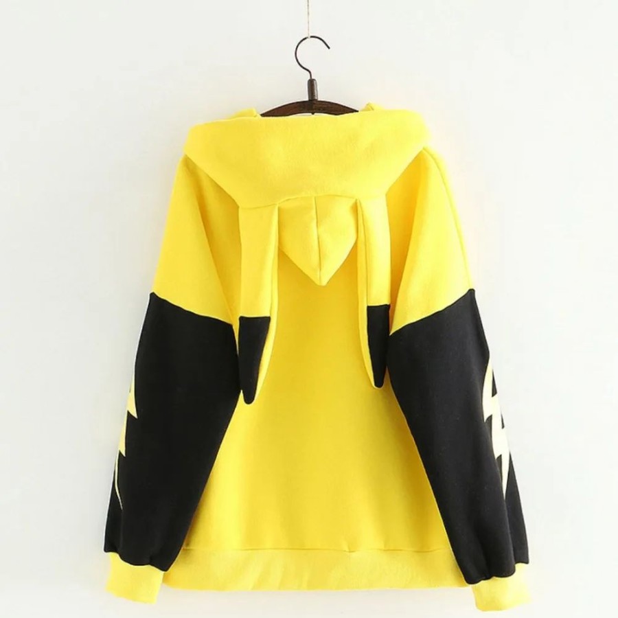 Fashion Kawaii Shop Sweaters & Hoodies | Kawaii Poke On Pikachu Cotton Hoodie With Ong Pikachu Ear