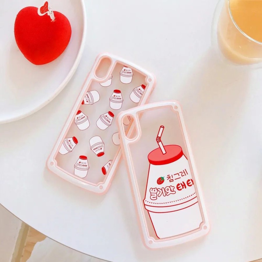 Home & Gadgets Kawaii Shop | Kawaii Harajuku Strawberry Milk Iphone Case