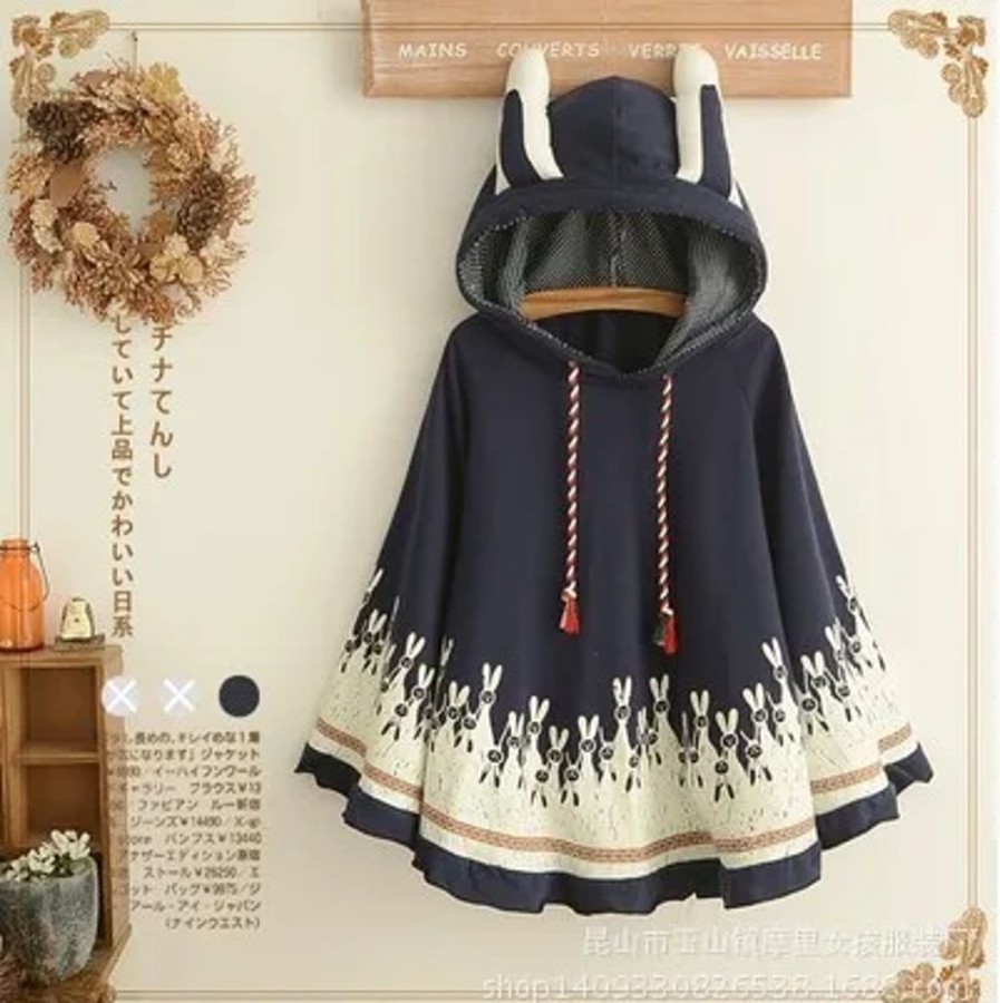 Fashion Kawaii Shop Sweaters & Hoodies | Bunny Hooded Poncho