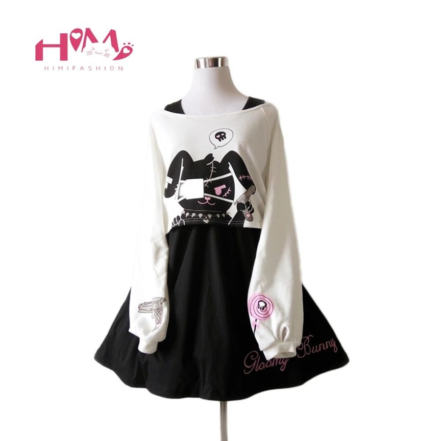 Fashion Kawaii Shop Sweaters & Hoodies | Harajuku Rabbit O Ita Dress Black