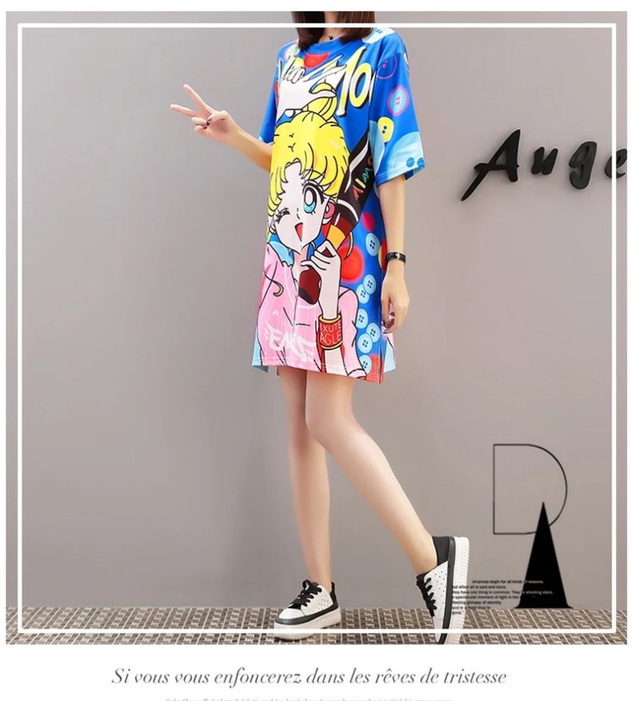 Fashion Kawaii Shop Dresses | Cool Summer Harajuku Sailor Moon T Shirt Dresses