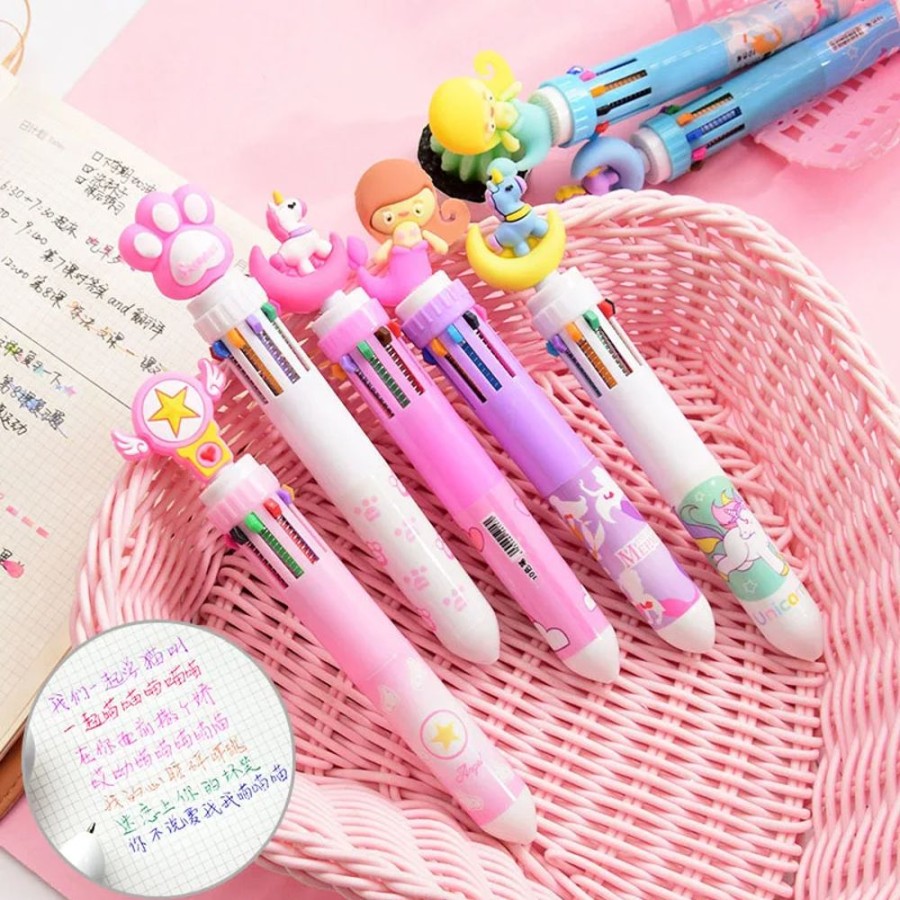 Stationary Kawaii Shop | Kawaii Fantasy Unicorn Mermaid 6 In 1 Multicolor Pen