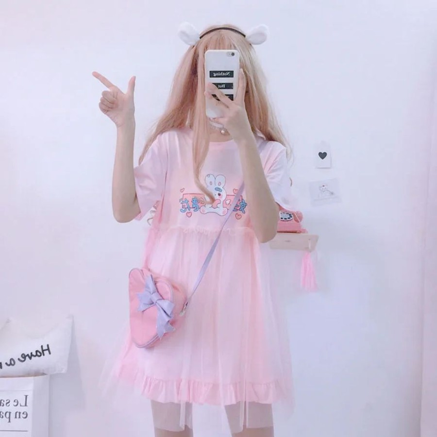 Fashion Kawaii Shop Dresses | Summer Kawaii Pastel Japanese Bunny Lolita Dress