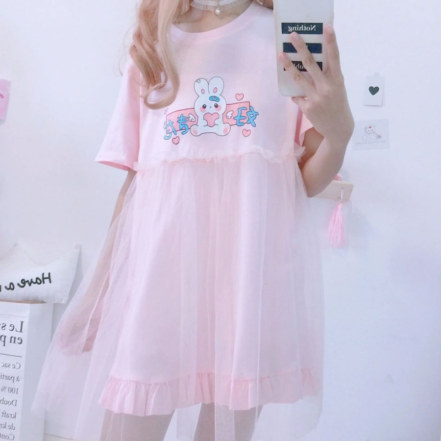 Fashion Kawaii Shop Dresses | Summer Kawaii Pastel Japanese Bunny Lolita Dress