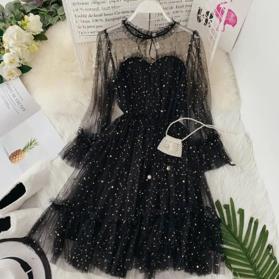 Fashion Kawaii Shop Dresses | Star Flare Elegant Dress