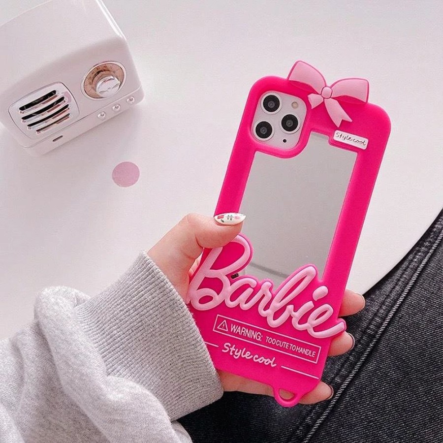 Home & Gadgets Kawaii Shop | Kawaii Barbie Iphones Cover With Mirror And Pendant