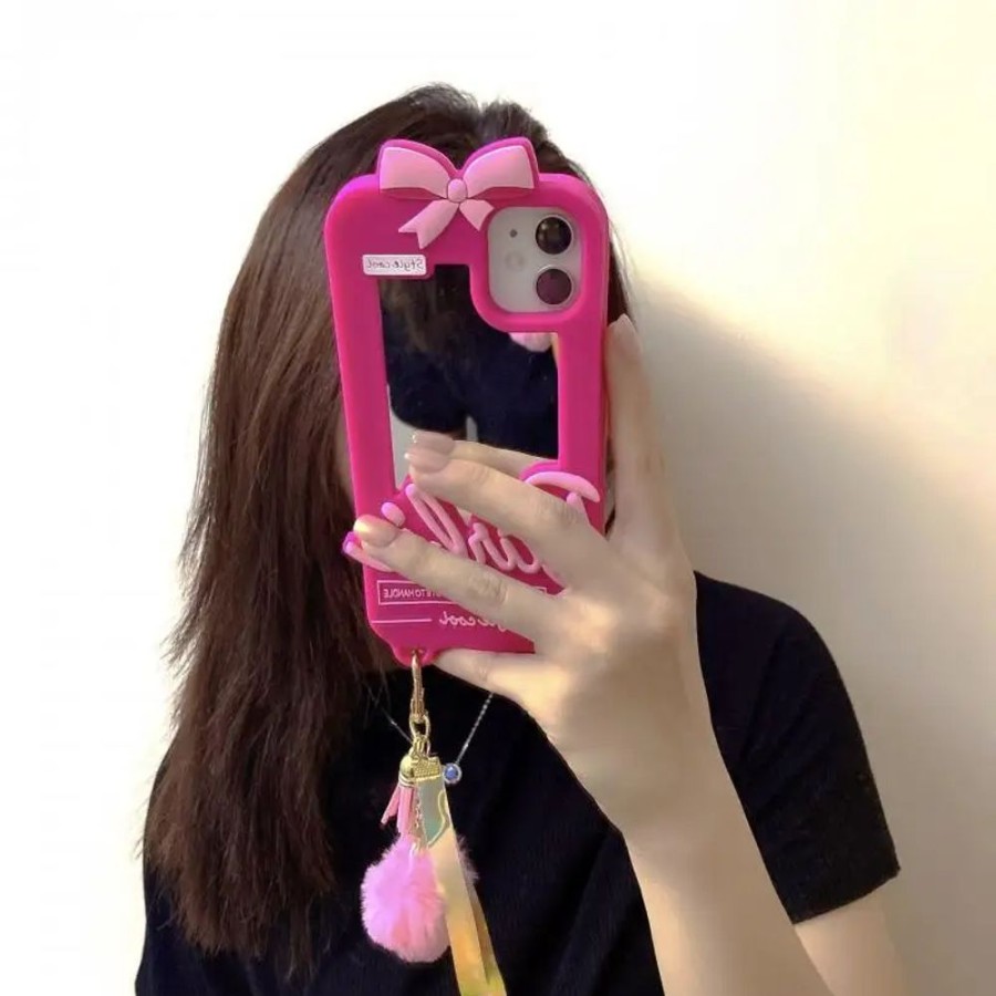 Home & Gadgets Kawaii Shop | Kawaii Barbie Iphones Cover With Mirror And Pendant