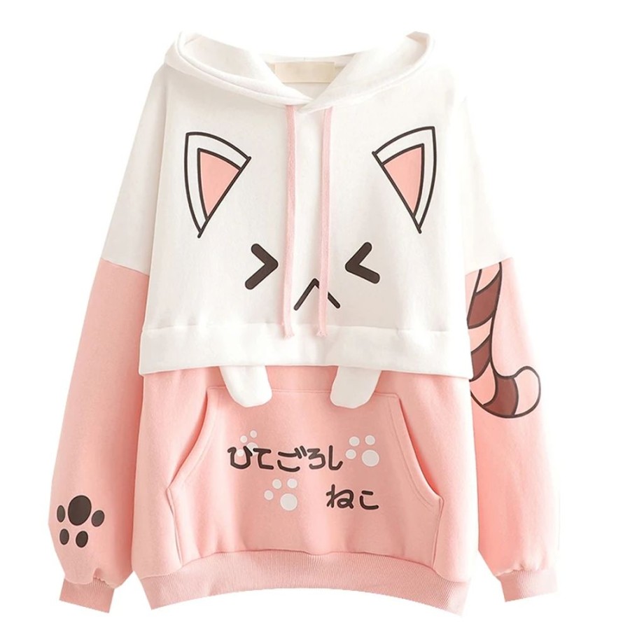 Fashion Kawaii Shop Sweaters & Hoodies | Kawaii Grumpy Anime Cat Sweatshirt