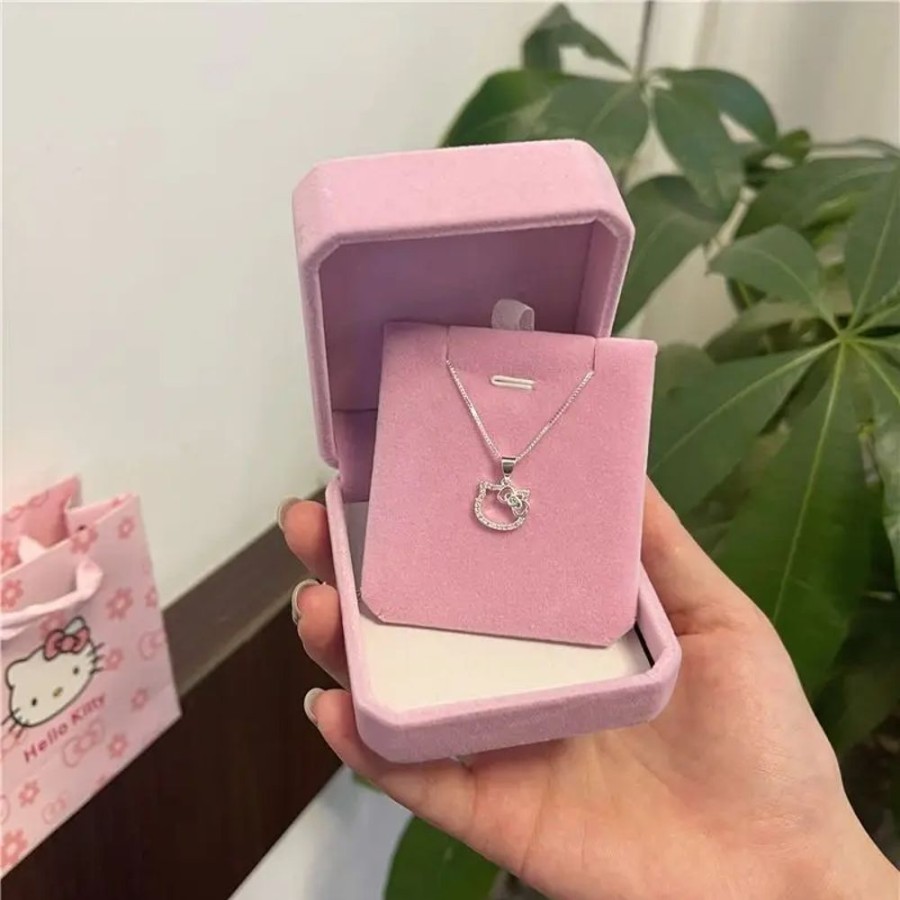 Accessories Kawaii Shop | Hello Kitty Sterling Silver Diamond Necklace & Ring