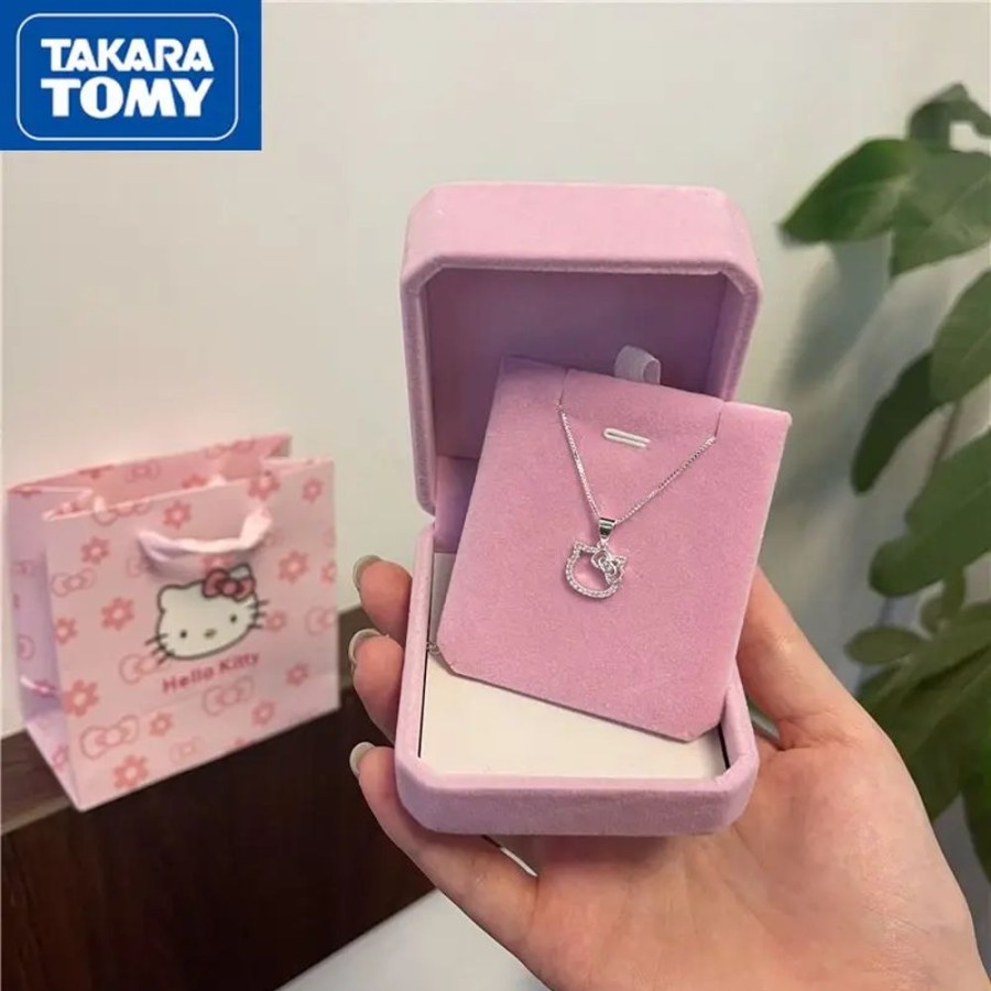 Accessories Kawaii Shop | Hello Kitty Sterling Silver Diamond Necklace & Ring