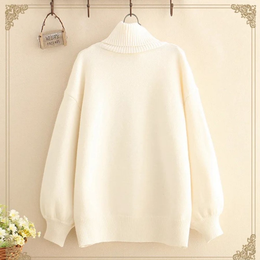 Fashion Kawaii Shop Sweaters & Hoodies | Kawaii Long Sleeve Turtleneck Milk Sweater