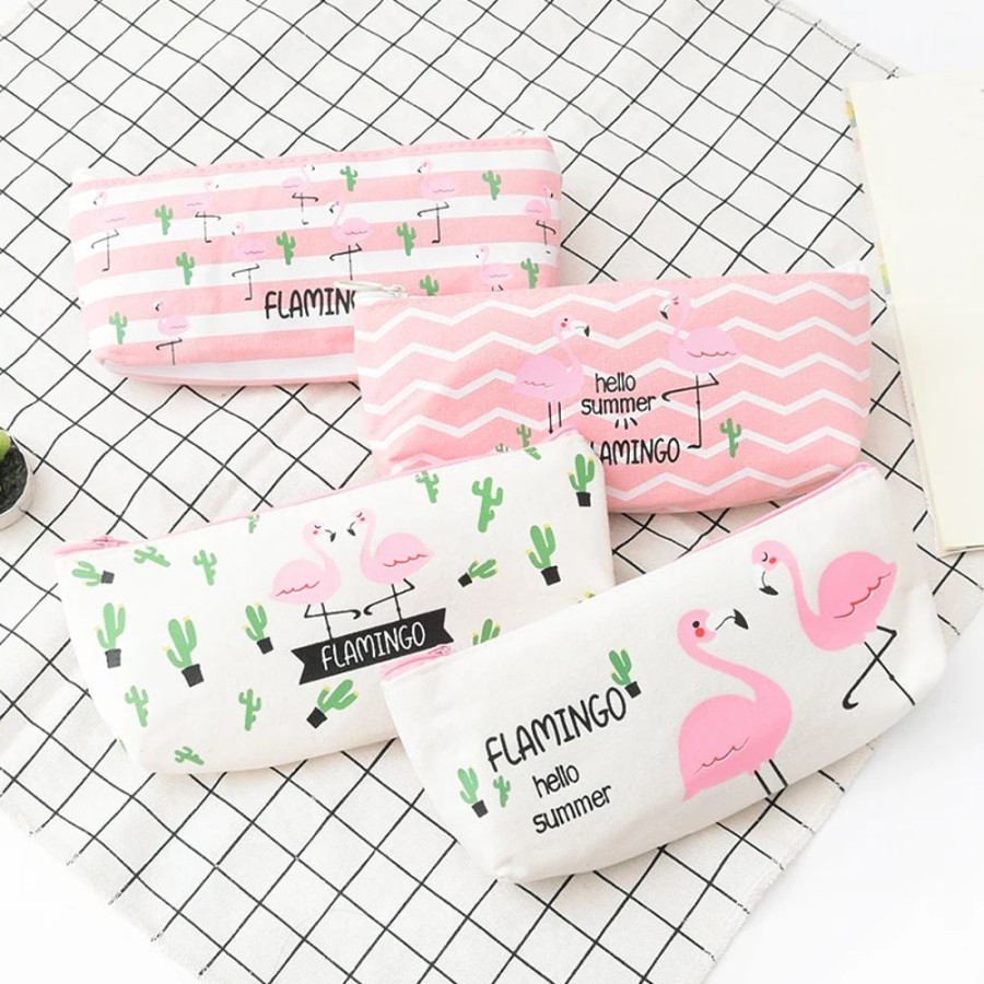 Stationary Kawaii Shop | Kawaii Pink Flamingos Pencil Case