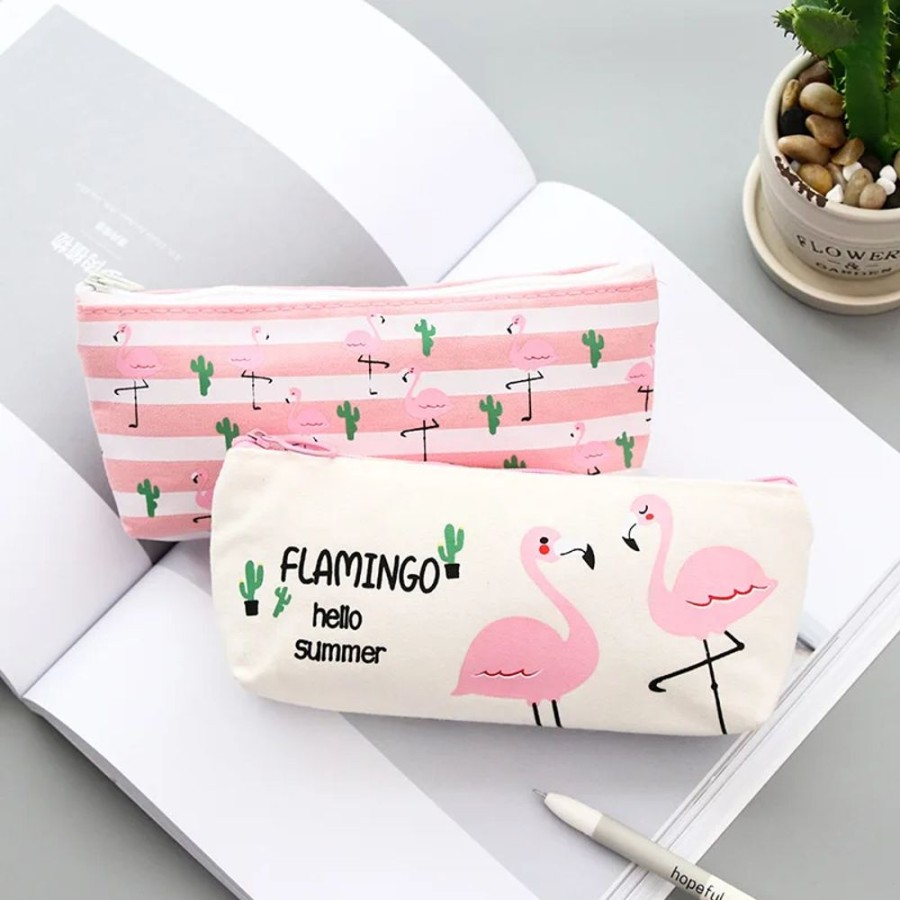 Stationary Kawaii Shop | Kawaii Pink Flamingos Pencil Case