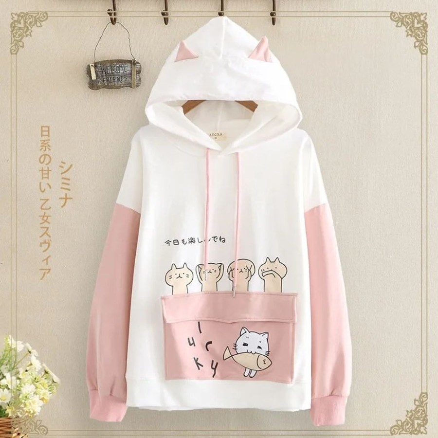 Fashion Kawaii Shop Sweaters & Hoodies | Cute Kitty Hoodie