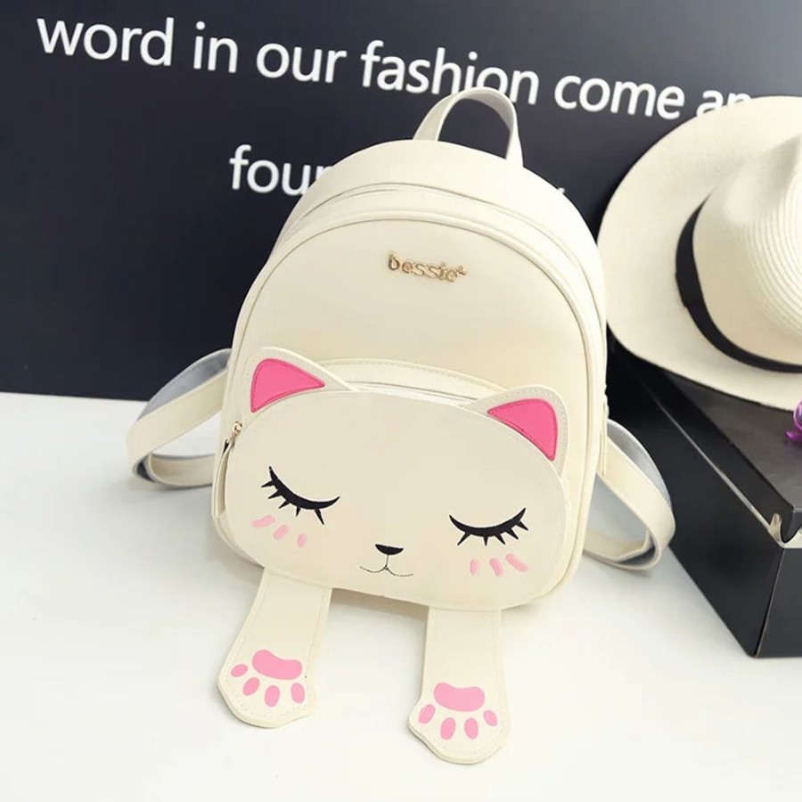 Accessories Kawaii Shop | Cute Harajuku Cat Leather Backpack