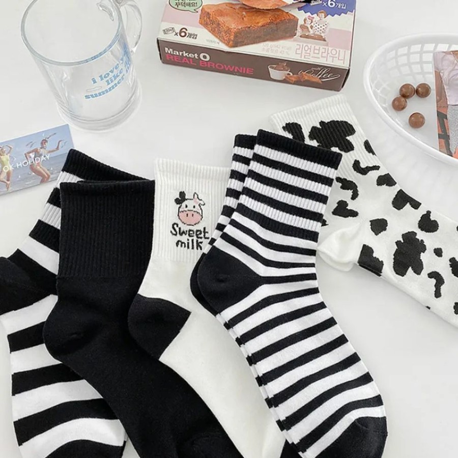 Fashion Kawaii Shop Socks & Stockings | Kawaii Funny Cow Milk Socks (Buy One & Get Another For Free)