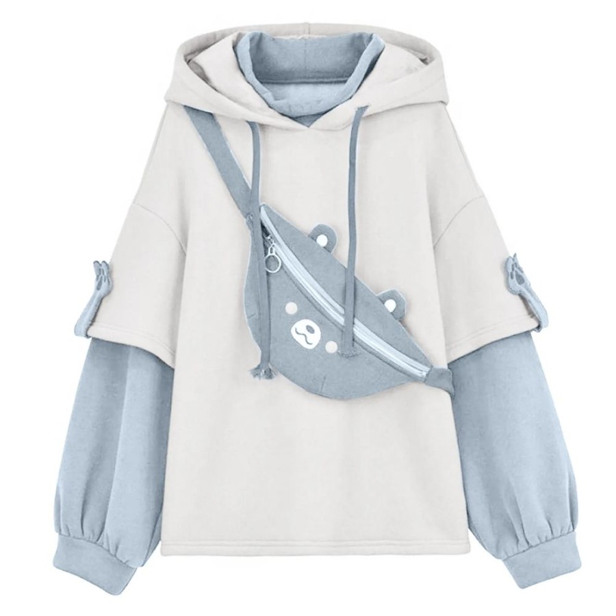 Fashion Kawaii Shop Sweaters & Hoodies | Kawaii Bear Bag Over Ize Hoodie