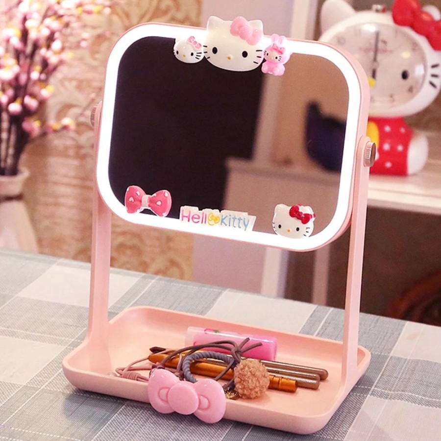 Home & Gadgets Kawaii Shop | Kawaii Sanrio Hello Kitty Bedroom Mirror With Light