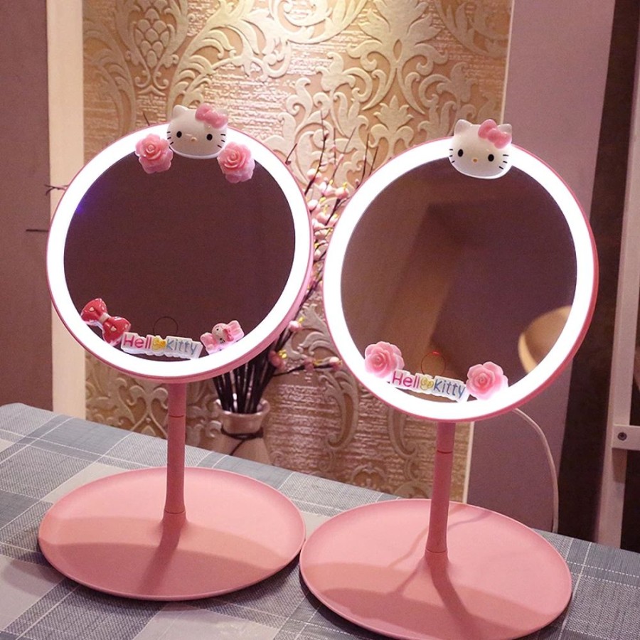 Home & Gadgets Kawaii Shop | Kawaii Sanrio Hello Kitty Bedroom Mirror With Light