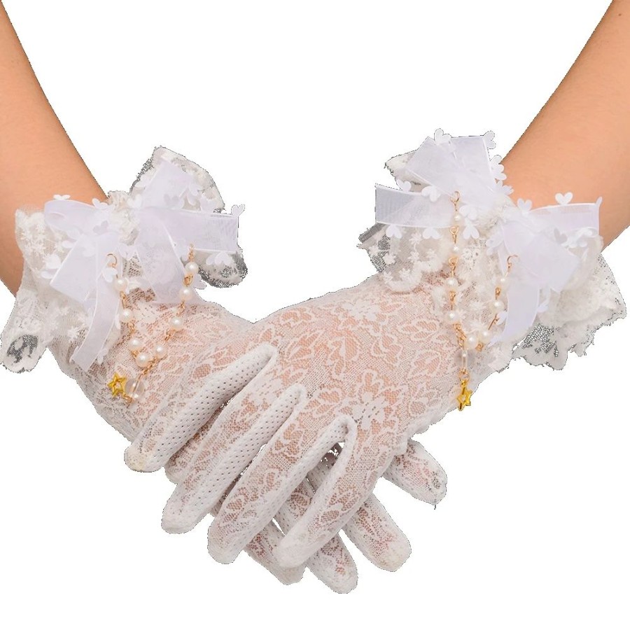 Cosplay Kawaii Shop | White Lolita Lace Gloves