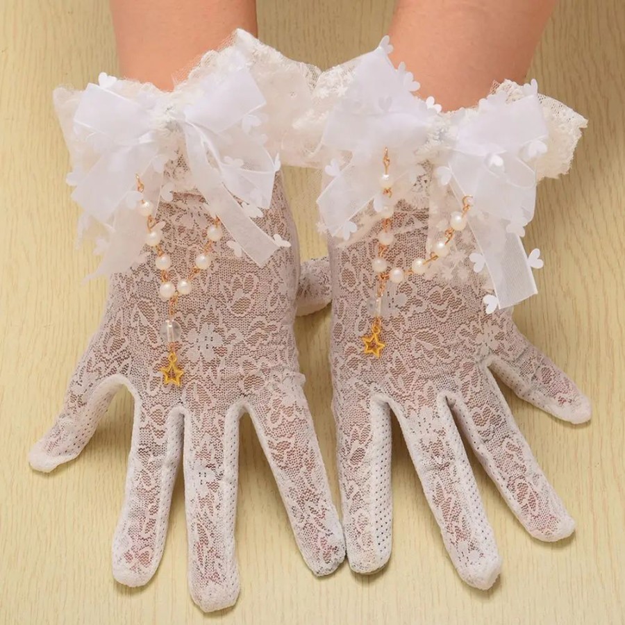 Cosplay Kawaii Shop | White Lolita Lace Gloves