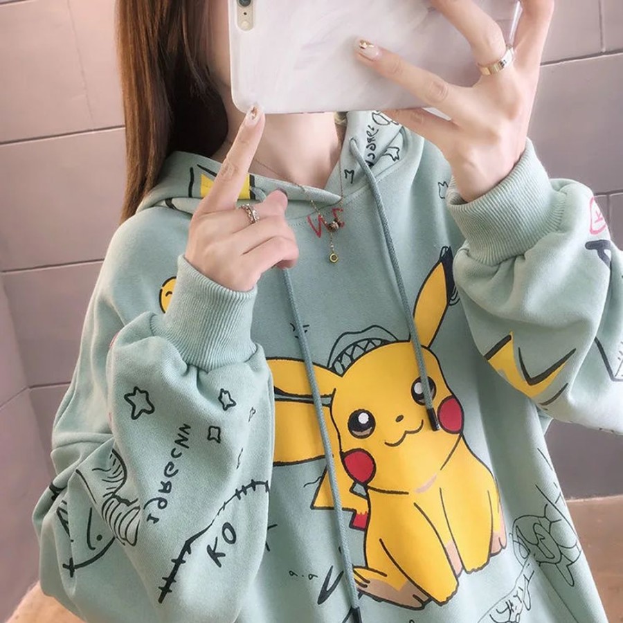 Fashion Kawaii Shop Sweaters & Hoodies | Harajuku Pikachu Hoodie