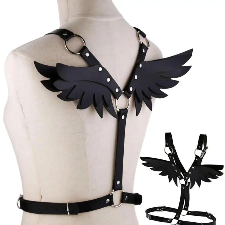 Accessories Kawaii Shop | Gothic Leather Wings Harness Body Chain