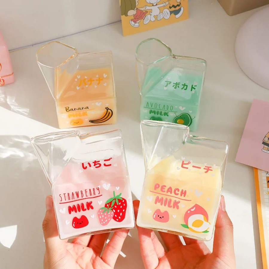 Home & Gadgets Kawaii Shop | Kawaii Milk Cartoon Glass Cup