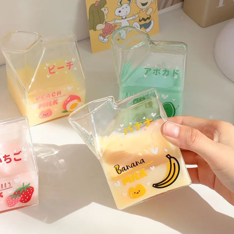 Home & Gadgets Kawaii Shop | Kawaii Milk Cartoon Glass Cup