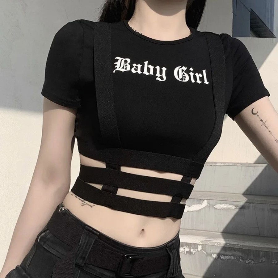 Fashion Kawaii Shop Tank & Crop Tops | Baby Gir Trap Top Black