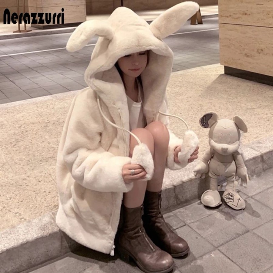 Fashion Kawaii Shop Coats & Jackets | Kawaii F Uffy Bunny Ear Jacket