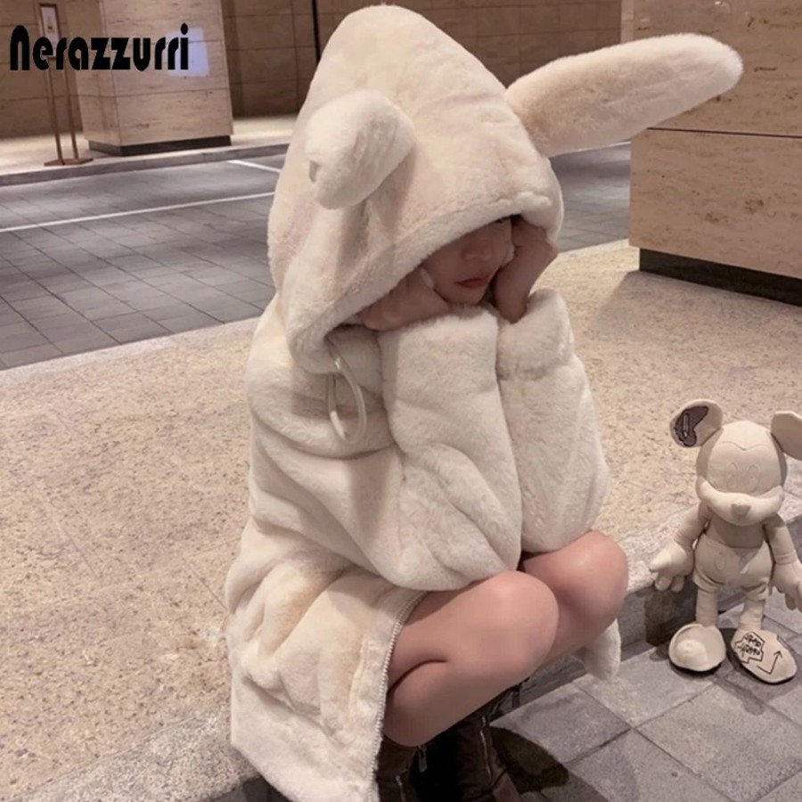 Fashion Kawaii Shop Coats & Jackets | Kawaii F Uffy Bunny Ear Jacket