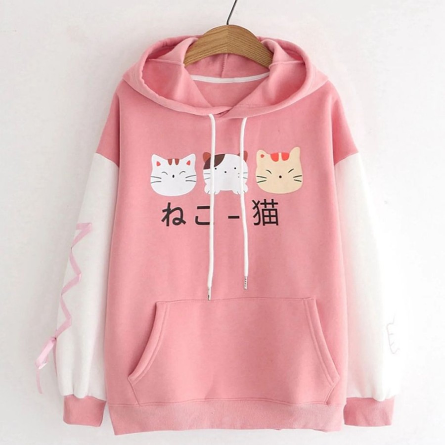 Fashion Kawaii Shop Sweaters & Hoodies | Kawaii Japane E Cat Hoodie