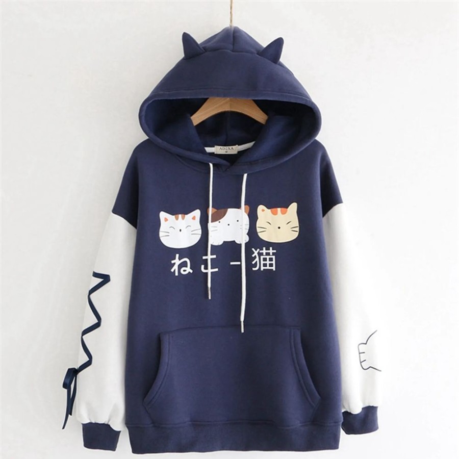 Fashion Kawaii Shop Sweaters & Hoodies | Kawaii Japane E Cat Hoodie